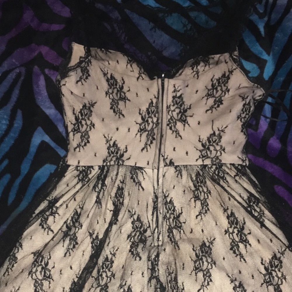 Nude/ black lace dress